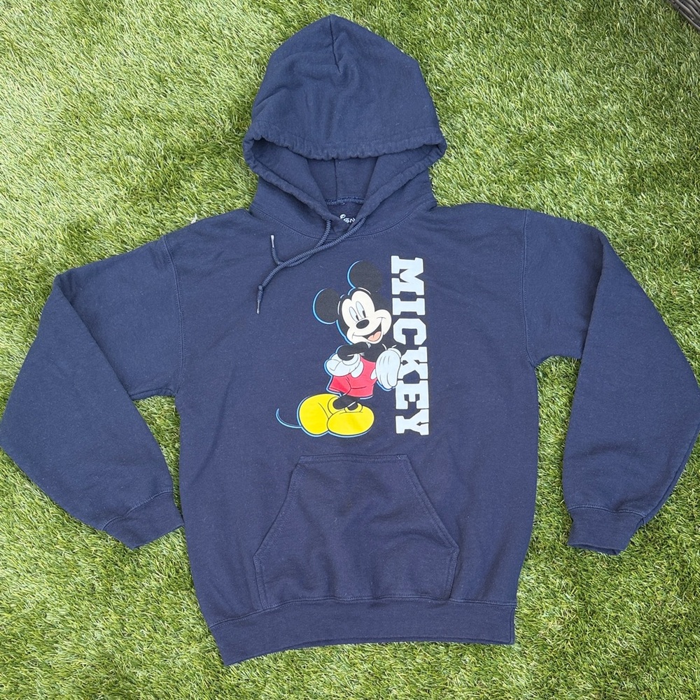 Disney Navy Blue Mickey Mouse Sweater with hood size Small Unisex